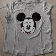 T-Shirt grau Mickey Mouse Gr. 158/164 H&M Disney, mit Pailletten