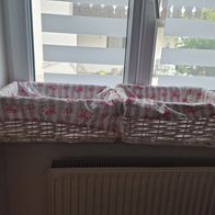 Körbe weiß Rosenstoff 30x41x16 cm / / 2 Stück
