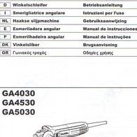 Bedienungsanleitung für Makita Winkelschleifer GA4030 / GA4530 / GA5030