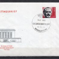 DDR 1972 90. Geburtstag von Georgi Dimitrow MiNr. 1784 FDC gestempelt