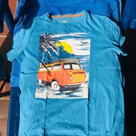 T-Shirt VW Transporter Bully blau, Retro, Gr. M, neuwertig