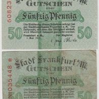 Frankfurt-Main-Notgeld50Pf.v.01.05.1917 Kz. rot-stark gebr u.50Pf.-Kz.608236 2Sche