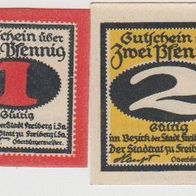 Freiberg-Notgeld 1-2 Pfennige bis 30.09.1921 2Scheine