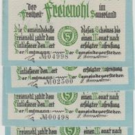 Freienohl-Notgeld 25-50-75 Pfennig1 Mark ohne Datum 4Scheine blau