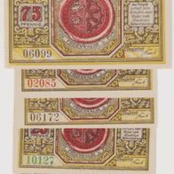 Freienwalde-Notgeld 25-50 Pf. Kz. rot 50-75 Pf. Kz. schwarz-25Pf. Kz. grün 5Scheine