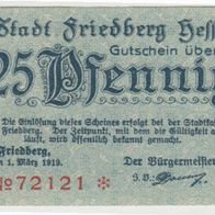 Friedberg-Notgeld 25 Pfennig vom 01.03.1919 Nummer72121