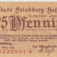 Friedberg-Notgeld 25 Pfennig vom 01.03.1920 Nummer 222591