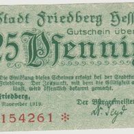 Friedberg-Notgeld 25 Pfennig vom 01.11.1919 Nummer 154261