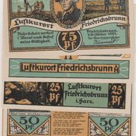 Friedrichsbrunn-Notgeld 25-25-50-75-75 Pfennig vom 15.08.1921 5Scheine