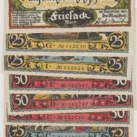 Friesack-Notgeld 3x25-50-75 Pfennig vom 11.1921 9Scheine