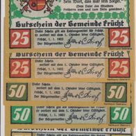 Frücht-Notgeld 2x25-50-75 Pfennig vom 01.01.1922 6Scheine