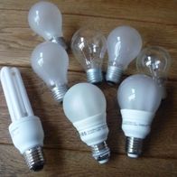 8 tlg. Konvolut Glühlampen, Glühbirnen, Osram, Ikea