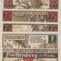 Fürstenberg-. Meckl.-Notgeld 10-25-50-75-75-1-1Mark v.01.08.1921 7Scheine s. unten