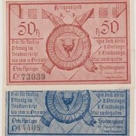 Füssen-Notgeld 50-50 Pf. bis 31.12.1918 2Scheine