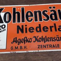 Altes Blechschild AGEFKO Kohlensäure Werke Niederlage G.M.B.H. Berlin W8 Vintage