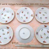 6 kleine Dessertteller Obstteller Ø 15 cm * Gebrüder J und W Hofmann 1920-1939