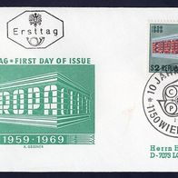 1) Österreich FDC 1969 - MiNr. 1291 - 10 Jahre Europa CEPT