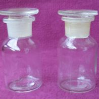 2x Apotheker Glas Flasche Stöpsel transparent 100 ml Medizin Standgefäß Pulver