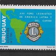 021) Uruguay 1992 Landkarte Mi. Nr. 1969 ungestempelt