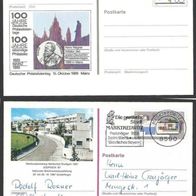 Deutschland, 6 Ganzsachen und 2 Briefe, ungelaufen und gelaufen