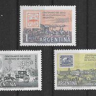 025) Argentinien 1958 100 Jahre Briefmarken Mi. Nr. 685/89/90 postfrisch