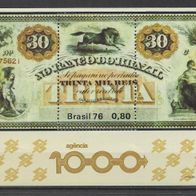 029) Brasilien 1976 Banknote Block 38 postfrisch