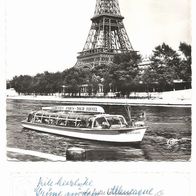 Postkarte Paris Eifelturm, 60er Jahre, gelaufen