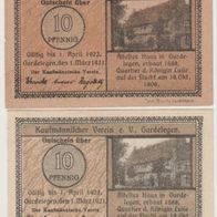 Gardelegen-Notgeld 10-10 Pfennig vom 01.03.1921 Farbvariante 2Scheine