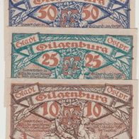 Gilgenburg-D?brówno-Ostpreußen-Notgeld 10-25-50 Pfennige vom 01.10.1920 3Scheine