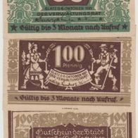 Glatz-K?odzko-Schlesien-Notgeld 50-100-100Pfennige vom 06.10.1921 3Scheine