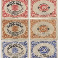 Glauchau-Notgeld 10-25-50 Pf. vom30.06.1920 davon-25Pfennig-gebr. Erhaltung 3Scheine