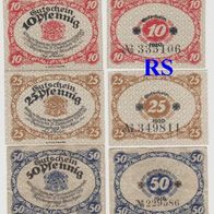 Glauchau-Notgeld 10-25-50Pf. vom 31.12.1919 davon-50 Pfennig gebr. Erhaltung3Scheine
