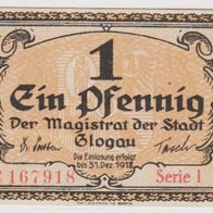 Glogau-Schlesien-Notgeld 1Pfennig bis 31.12.1918 Serie Nr.167918