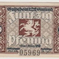 Gmünd-Schwaben-Notgeld 50 Pfennig vom 01.03.1918 Nr.05969 selten