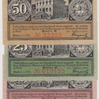 Goch-Notgeld 10-25-50 Pfennig vom 01.01.1921 3Scheine