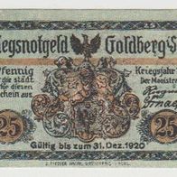 Goldberg-Schlesien-Notgeld 25 Pfennig bis 31.12.1920 Kz. 43529