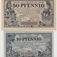 Görlitz-Schlesien-Notgeld 10-50 Pfennig vom 01.10.1918 2Scheine