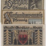 Goslar-Notgeld 10-25-50 Pfennig bis 01.06.1923 3Scheine gebrauchte Erhaltung