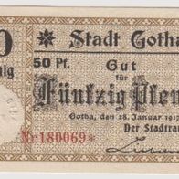 Gotha-Notgeld 50 Pfennige vom 28.01.1917 Nr.180069