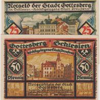 Gottesberg-Schlesien-Notgeld 25-50 Pfennige von 1921 2Scheine