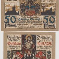 Göttingen-Notgeld 25-50Pf. vom 26.04.1917-Jahresz.1919 am Rand bei 50Pfennig 2Sch.