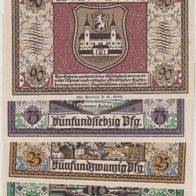 Greiz-Notgeld 25-50-75-90 Pfennige vom 05.09.1921 4Scheine a