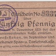 Gross-Reken-Notgeld 50 Pfennig vom 09.1918 Nr.8337