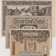 Groß-Salze-Notgeld 10-25-50 vom 15.02.1921 3Scheine