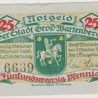 Groß-Wartenberg-Notgeld 25 Pfennig vom 01-10.1920 Nr.6639