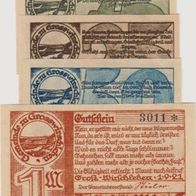 Groß-Wirschleben-Notgeld 25-50-75 Pfennig und 1-Mark vom 01.09.1921 4Scheine