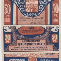 Grundhof-Angeln-Notgeld 3x50 Pfennig bis 31.12.1921 3Scheine