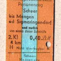 u042) BRD - Pappfahrkarte - Sonntagsrückk - Scheer - Sigmaringendorf (1957)