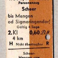 u042) BRD - Pappfahrkarte - Rückf - Scheer - Mengenn ( 0,60)