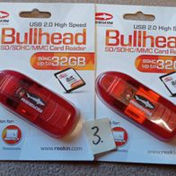 2x Reekin Bullhead Card-Reader Rot/ Rot für PC oder Notebook